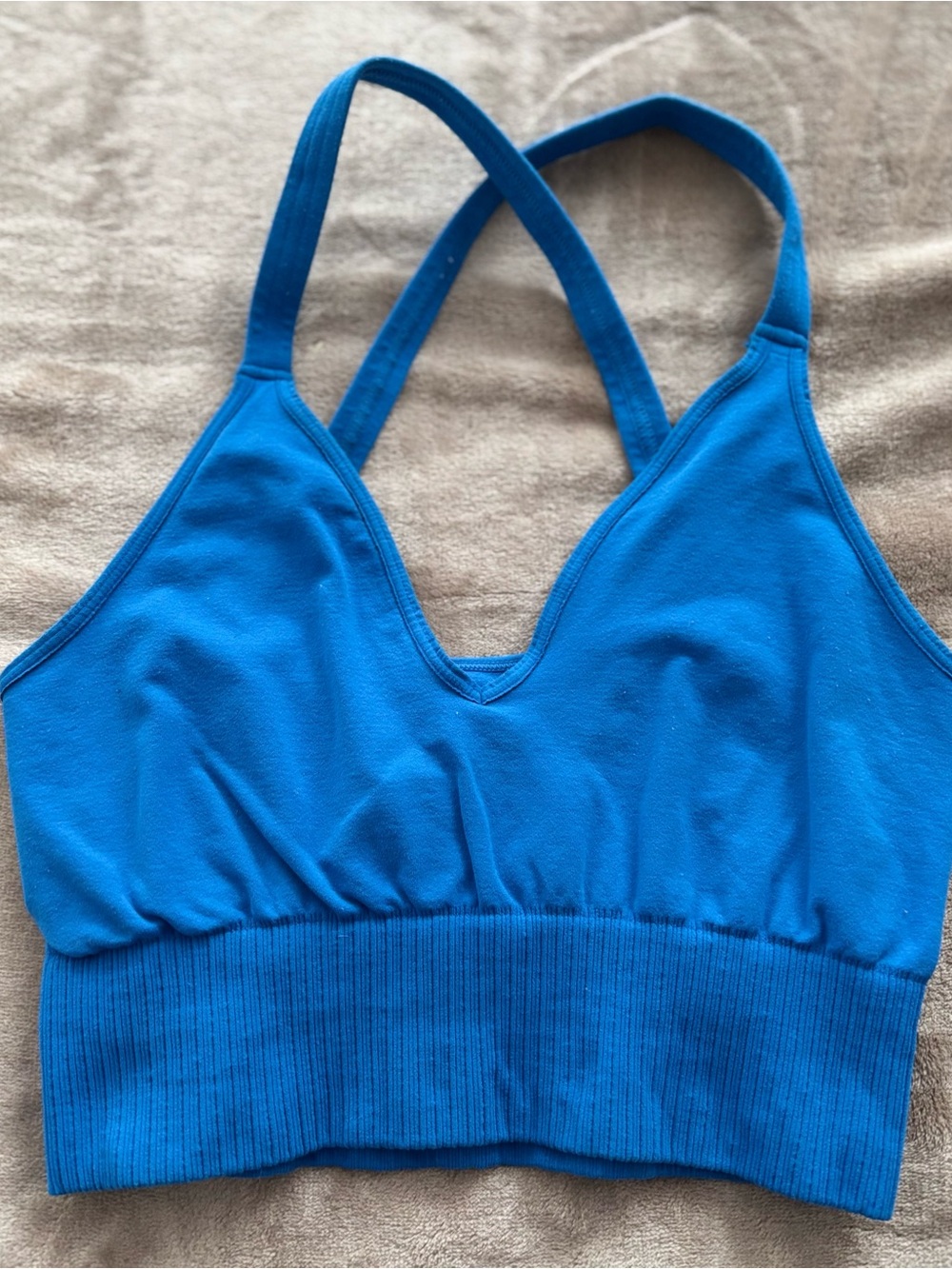 Free People Royal Blue V-Neck Strappy Crop Top - Picture 4 of 5